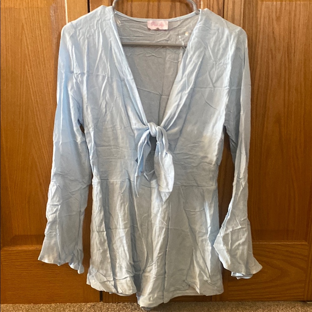 Light Blue Tie-Front romper